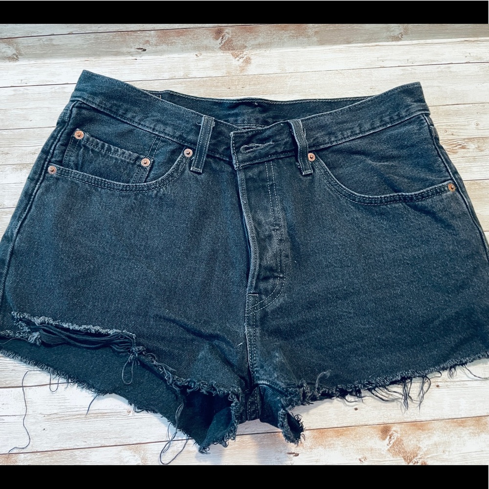 Levi’s Black Distressed Jean Shorts
